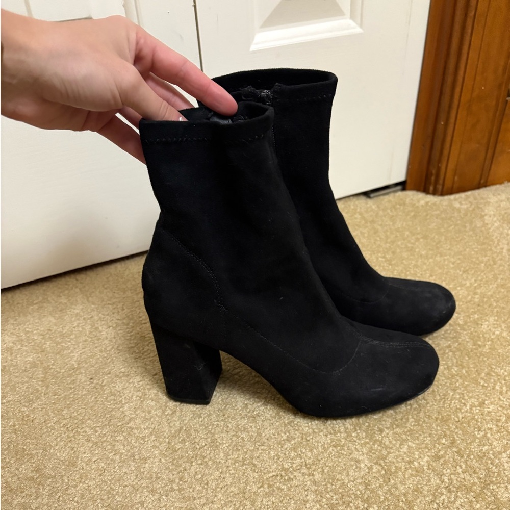 MIA Black Suede Block Heel Boot